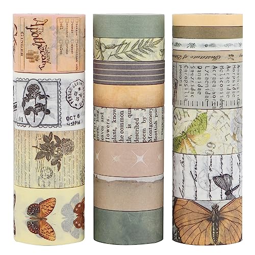 LGEGE 20 Rollen Hinterhof Washi Tape Set, 5/10/15/20/25 mm breit, Schmetterling, Pflanzenmuster, Japanisches Masking Tape Dekor für Scrapbook, Bullet Journal, Geschenkverpackungen (4m) von LGEGE