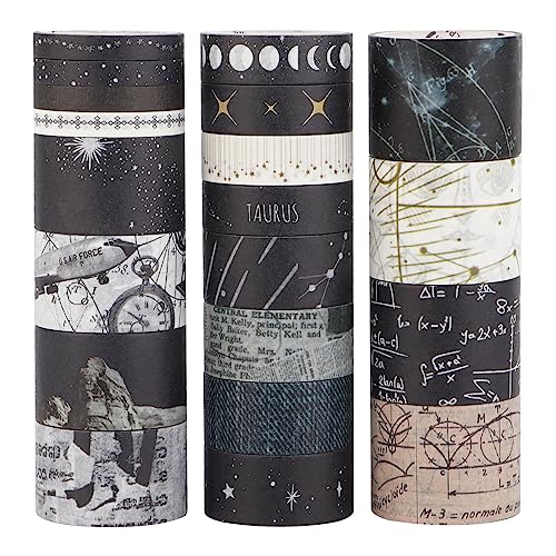 LGEGE 20 Rollen Mysterious Universe Washi Tape Set, 5/10/15/20/25 mm breit, Japanisches Masking Tape für Scrapbook, Bullet Journal, Geschenkverpackungen (4m) von LGEGE