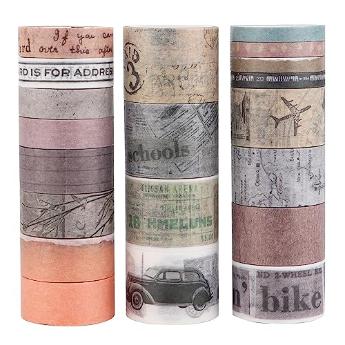 LGEGE 20 Rollen Old City Washi Tape Set, 5/10/15/20/25 mm breit, Antikes Auto, Weltwunder-Muster, Japanisches Masking Tape Dekor für Scrapbook, Bullet Journal (4m) von LGEGE