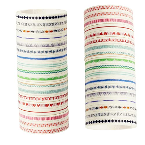 LGEGE 36 Rollen Slim Washi Tape Set, 5 mm breit, buntes dekoratives Muster, japanisches Abdeckband Dekor für Scrapbook, Bullet Journal, Geschenkverpackung (3 m) von LGEGE