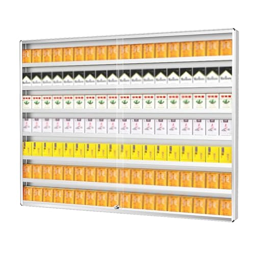 LGEOELIAS Zigarettenvitrinen für den Einzelhandel, Aluminiumlegierung, Schreibtisch und wandmontierte Zigarettenablage, transparente Zigarettenvitrine mit Glasschiebetür für Geschäft LGEOELIAS Zigarettenvitrinen für den Einzelhandel, Aluminiumlegierung, Schreibtisch und wandmontierte Zigarettenablage, transparente Zigarettenvitrine mit Glasschiebetür für Geschäft von LGEOELIAS