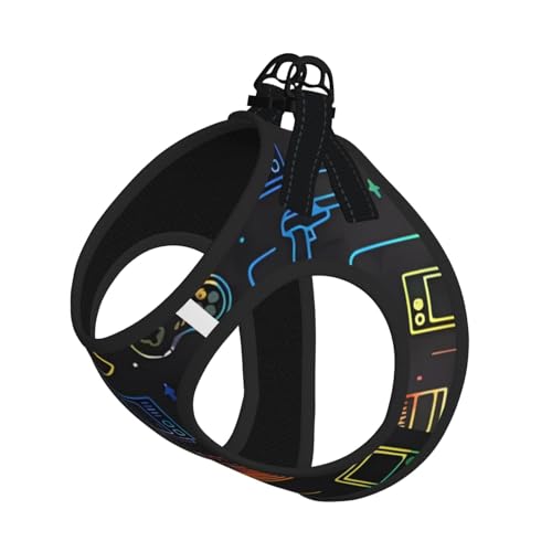L Pet Leash Vest Hundegeschirr – kleine Größe, Spiel-Video-Gaming-Muster, Druck, verstellbar, für Outdoor-Reisen und Spaziergänge von LGHHGY