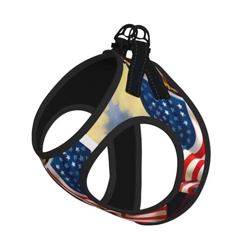 L Pet Leash Vest Hundegeschirr – kleine Größe, amerikanische USA-Flagge, Adler, Kunstdruck, verstellbar, für Outdoor-Reisen und Spaziergänge von LGHHGY