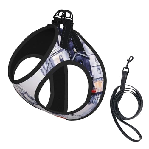 S Pet Leash Vest Hundegeschirr – kleine Größe, Paris City Tree Eiffelturm Kunstdruck verstellbar für Outdoor-Reisen und Spaziergänge von LGHHGY