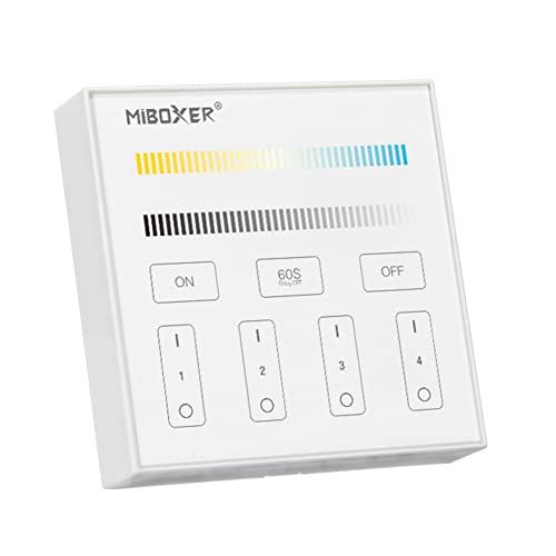 LGIDTECH B2 Kabelloser 2,4 G RF 4-Zonen-Smart-Touchscreen-Controller, Batterie-Typ (nicht im Lieferumfang enthalten), funktioniert nur WW/CW Serie FUT017 FUT019, Streifen-Controller FUT035 von LGIDTECH