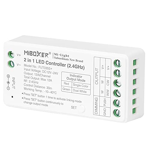 LGIDTECH FUT035S+ 2-in-1 LED-Streifen-Controller, 2,4 GHz, funktioniert mit einfarbigen und CCT Dual weißen LED-Lichtstreifen, kompatibel mit Alexa Google Home über Gateway (nicht enthalten) LGIDTECH FUT035S+ 2-in-1 LED-Streifen-Controller, 2,4 GHz, funktioniert mit einfarbigen und CCT Dual weißen LED-Lichtstreifen, kompatibel mit Alexa Google Home über Gateway (nicht enthalten) von LGIDTECH