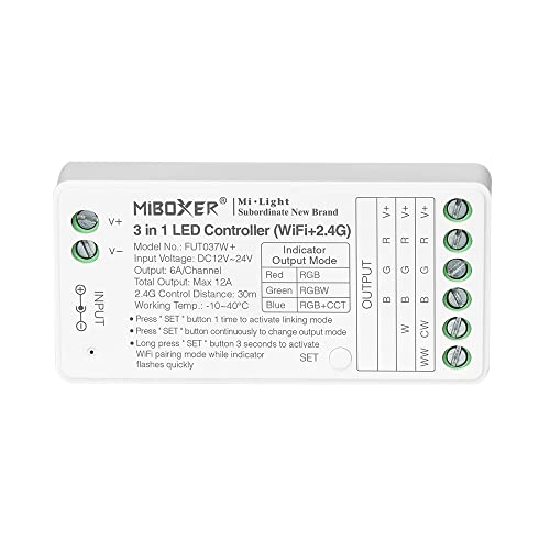 LGIDTECH FUT037W+ 3-in-1 LED-Streifen-Controller, WLAN + 2,4 G, Smartphone-App-Steuerung, direkt, kompatibel mit Amazon Echo Alexa Google Home Sprachsteuerung LGIDTECH FUT037W+ 3-in-1 LED-Streifen-Controller, WLAN + 2,4 G, Smartphone-App-Steuerung, direkt, kompatibel mit Amazon Echo Alexa Google Home Sprachsteuerung von LGIDTECH