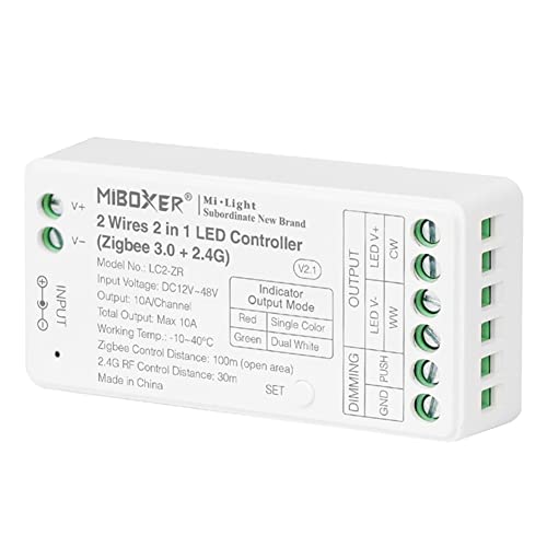 LGIDTECH LC2-ZR 2 Drähte 2-in-1 LED-Streifen-Lichtleiste Controller Zigbee 3.0+2.4G, funktioniert mit einfarbigen und COB 2 Drähten CCT LED-Streifen,kompatibel mit Philips Hue,Echo Studio LGIDTECH LC2-ZR 2 Drähte 2-in-1 LED-Streifen-Lichtleiste Controller Zigbee 3.0+2.4G, funktioniert mit einfarbigen und COB 2 Drähten CCT LED-Streifen,kompatibel mit Philips Hue,Echo Studio von LGIDTECH