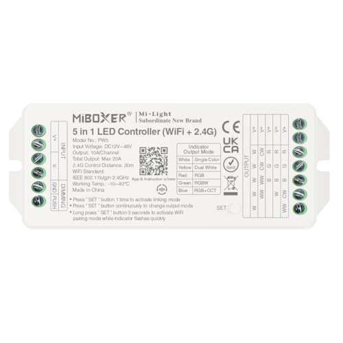 LGIDTECH PW5 5-in-1 Hochleistungs-LED-Lichtstreifen, Controller, max. Ausgangsleistung 20 A, Tuya App-Steuerung direkt, kompatibel mit Alexa, Google Home Sprachsteuerung von LGIDTECH