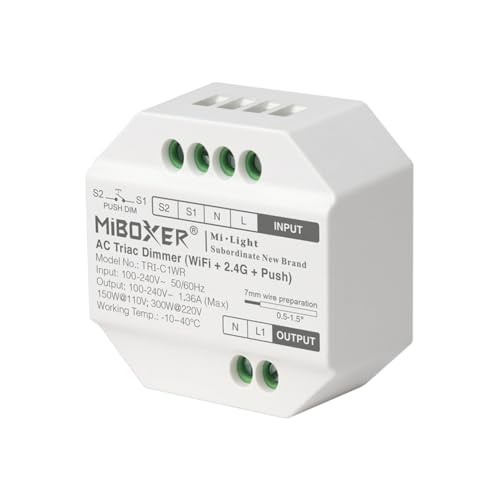 LGIDTECH TRI-C1WR Miboxer AC Triac Dimmer(WiFi+2.4G+Push), Smart Controller für traditionelle Glühlampen, Halogen und dimmbare LED-Leuchten von LGIDTECH