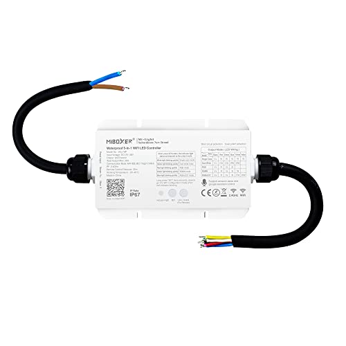 LGIDTECH WL5-WP LED-Streifen, 5-in-1 Controller für 5050 3528, IP67 wasserdicht, Smartphone-App-Steuerung ohne zusätzlichen Hub. Amazon Alexa Google Home Sprachsteuerung,DC 12–36V,240W-720W von LGIDTECH