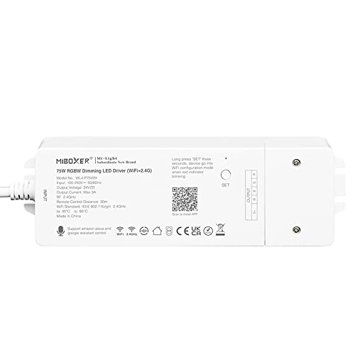 MiBoxer Mi-Light LED Netzteil 24V 75W mit RGBW WiFi Controller, Treiber Trafo Transformator APP Steuerung Smart Home Sprachsteuerung WL4-P75V24 von LGIDTECH