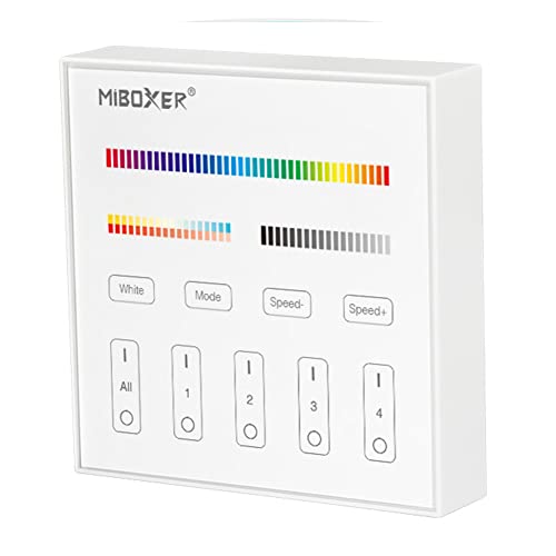 LGIDTECH B4 Miboxer 4-Zonen-Smart-Panel-Fernbedienung zur Wandmontage, batteriebetrieben, funktioniert nur mit LED-Glühbirnen der RGB+CCT-Serie,Scheinwerfer,Downlight,Flutlicht und FUT037 FUT038 von LGIDTECH