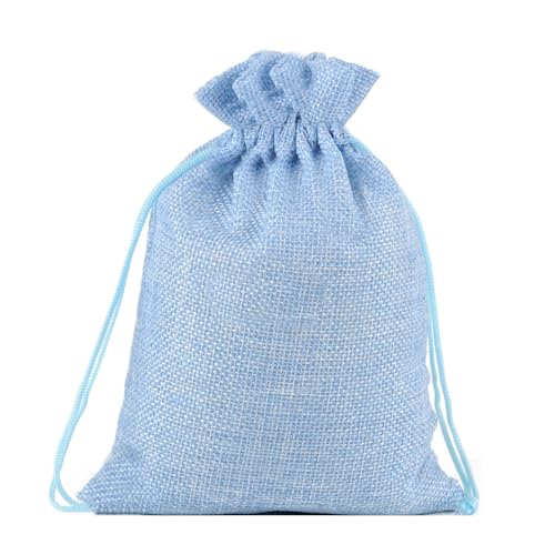 LGIFUTMAX® 24 Stück 13x18 cm Jutesäckchen, Jute Beutel mit Kordelzug, Leinen-Säckchen Sackleinen Taschen, Klein Geschenksäckchen für Schmuck DIY Handwerk Hochzeit Party Weihnachte (Blau) von LGIFUTMAX