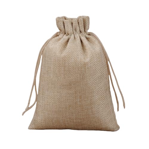 LGIFUTMAX® Jutesäckchen, Jute Beutel mit Kordelzug, Leinen-Säckchen Sackleinen Taschen, Klein Geschenksäckchen für Schmuck DIY Handwerk Hochzeit Party Weihnachte (Primärfarbe,24 Stück, 13x18 cm) von LGIFUTMAX