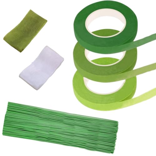 LGIFUTMAX 3 Rollen Floristenband,100 Stück Blumenstamm Draht Grün Steckdraht 30CM Floristik mit Floristenband für Bouquet Blumensträuße DIY Herstellung LGIFUTMAX 3 Rollen Floristenband,100 Stück Blumenstamm Draht Grün Steckdraht 30CM Floristik mit Floristenband für Bouquet Blumensträuße DIY Herstellung von LGIFUTMAX