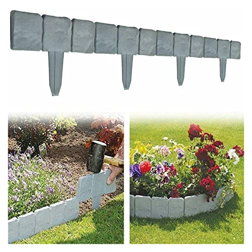 LGJEGD Gartenzaun Garten Einfassung Grenze, 10 Pack Einfassung for Landschaftsbau Nachahmung Stein Pflanze Unterstützung Pfahl (Color : Gray, Size : 10pack) von LGJEGD