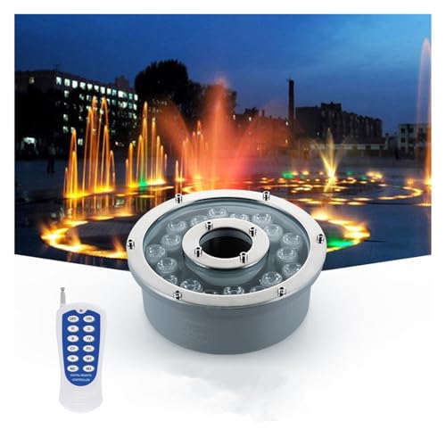 LGJEGD Led Ring Fountain Light, 18w Ip68 Wasserdicht 12-24v Teich Lichter RGB Farbwechsel mit Kontrolle von LGJEGD