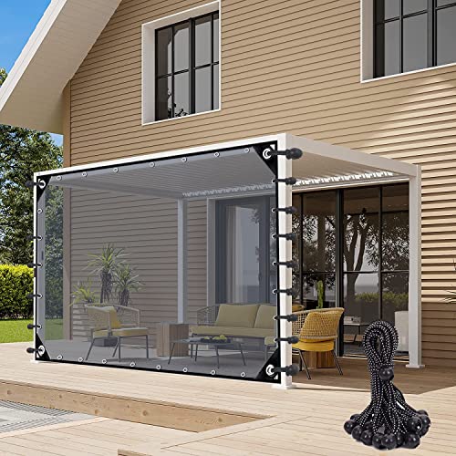 LGJEGD Outdoor Vorhang, senkrechtmarkise außen, mit Ösen, PVC 400 g/m², strapazierfähige Pavillon-Winterabdeckung mit elastischer Kordel, 60 Größen (Color : Clear, Size : 5.9x8.2'/1.8x2.5m) von LGJEGD