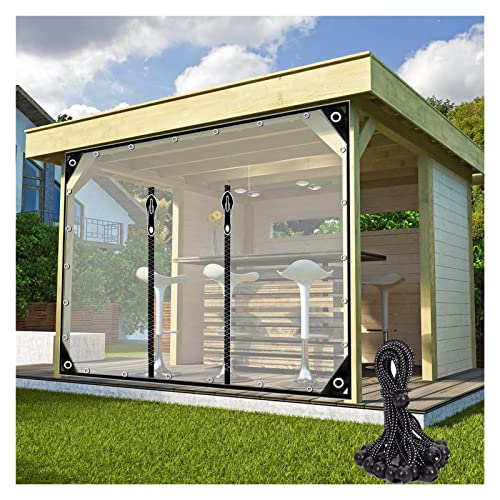 LGJEGD Outdoor Vorhang for Veranda mit Reißverschlusstür, 0,5 mm terrassen Windschutz transparent mit Ösen, elastische Schnur, 60 Größen (Color : Clear, Size : 3.94x8.2'/1.2x2.5m) von LGJEGD