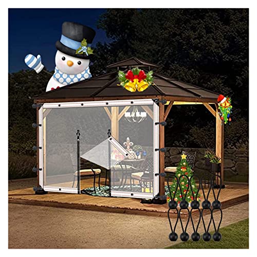 LGJEGD Pergola Plane transparent mit ösen mit Ösen und elastische Schnur 0,3mm Fenster Kunststoff for Winter mit Reißverschluss Tür, 60 Größen (Color : Clear, Size : 13.78x8.2'/4.2x2.5m) von LGJEGD