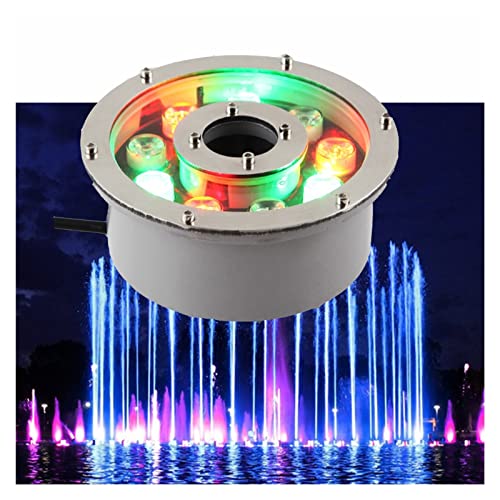 LGJEGD Unterwasser-LED-Leuchten IP68 wasserdicht, 6-24 W, bunter Farbwechsel-Landschaftsscheinwerfer, geeignet for Unterwasser-Brunnen-Pool (Color : 85-265v, Size : 12w) von LGJEGD