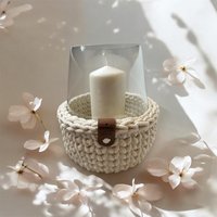 Windlichtglas Mit Häkelkorb , Umhäkeltes Windlicht von LGKreativ