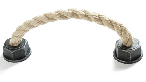 LGM-Beschlag Möbelgriff Rope, Landhaus, Vintage, Seil, Kunststoff - grau-silber, Schnur - beige, 165 mm x 50 mm x 37 mm, LA 128 mm, 51914 von LGM Beschlag MODE für MÖBEL.