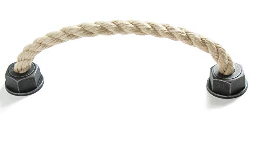 LGM-Beschlag Möbelgriff Rope, Landhaus, Vintage, Seil, Kunststoff - grau-silber, Schnur - beige, 229 mm x 50 mm x 37 mm, LA 192 mm, 51928 von LGM Beschlag MODE für MÖBEL.