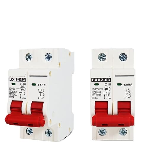 LGOWSSENV 2P DC 1000V Solar Circuit Breaker 6A 10A 20A 25A 32A 40A 50A 63A DC1000V PV MCB DIN-Schiene Batterieschalter für Photovoltaikanlage (25A) von LGOWSSENV