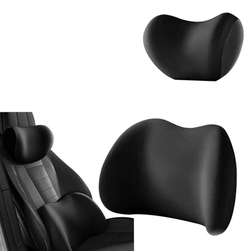 LGPBHSH Auto Lendenwirbelkissen und Nackenkissen, Kompatibel mit Benz AMG ML 63 AMG ML Coupe GL-Class AMG, Memory Foam Auto Kopfstütze Kissen Autos Sitz Kopf Lendenkissen, Set 2-Black von LGPBHSH