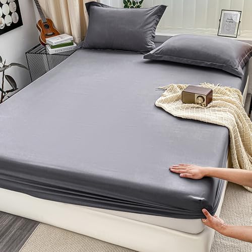 LGQLYH Matratzenschoner 135/140/160/180x200cm Spannleintuch Atmungsaktiv Bettlaken Boxspringbett Weiches Spannbetttücher Spannbettlaken Waschbar Fitted Sheet für Matratzen bis30 cm(140x200cm,Ga) von LGQLYH