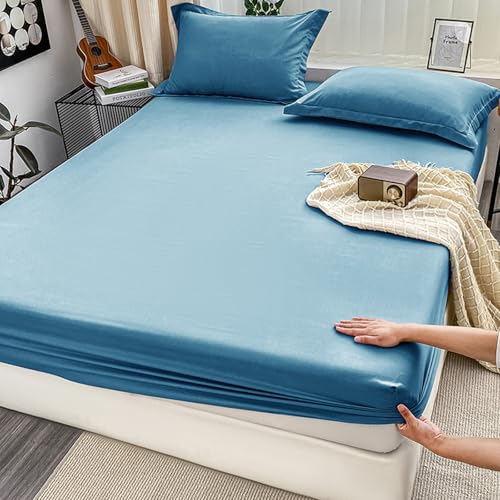 LGQLYH Matratzenschoner 135/140/160/180x200cm Spannleintuch Atmungsaktiv Bettlaken Boxspringbett Weiches Spannbetttücher Spannbettlaken Waschbar Fitted Sheet für Matratzen bis30 cm(200x220cm,B) von LGQLYH