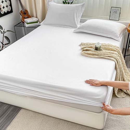 LGQLYH Matratzenschoner 135/140/160/180x200cm Spannleintuch Atmungsaktiv Bettlaken Boxspringbett Weiches Spannbetttücher Spannbettlaken Waschbar Fitted Sheet für Matratzen bis30 cm(200x220cm,W) von LGQLYH