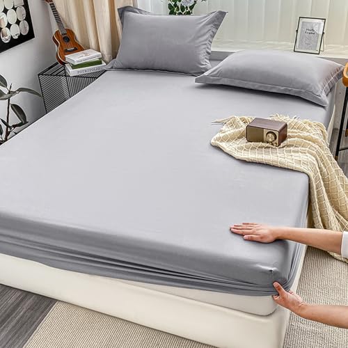 LGQLYH Matratzenschoner 135/140/160/180x200cm Spannleintuch Atmungsaktiv Bettlaken Boxspringbett Weiches Spannbetttücher Spannbettlaken Waschbar Fitted Sheet für Matratzen bis30 cm(2xpillowcase,Gb) von LGQLYH