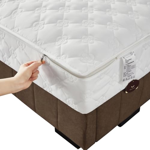 LGQLYH Matratzenüberzug mit Reißverschluss 140x200cm Anpassbare Matratzenauflage/Matratzenschoner Weiche Anti-Rutsch Waschbar Matratzenbezug Spannbetttuch überzug Topper für Matratzen(105X190+16cm,C) von LGQLYH