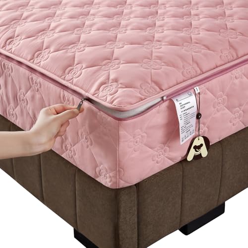 LGQLYH Matratzenüberzug mit Reißverschluss 140x200cm Anpassbare Matratzenauflage/Matratzenschoner Weiche Anti-Rutsch Waschbar Matratzenbezug Spannbetttuch überzug Topper für Matratzen(80X200+18cm,E) von LGQLYH