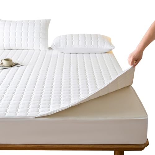 Matratzenbezug 130x200cm mit Reißverschluss Matratzenschoner Encasing Weiche Anpassbare Matratzenüberzug Topper bis 5-40cm Gesteppt Matratzenauflage Waschbarer Bettlaken Spannbetttuch(120X200+24cm,W) Matratzenbezug 130x200cm mit Reißverschluss Matratzenschoner Encasing Weiche Anpassbare Matratzenüberzug Topper bis 5-40cm Gesteppt Matratzenauflage Waschbarer Bettlaken Spannbetttuch(120X200+24cm,W) von LGQLYH