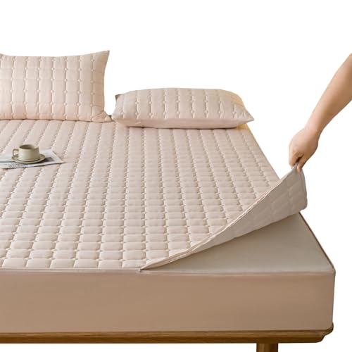 Matratzenbezug 130x200cm mit Reißverschluss Matratzenschoner Encasing Weiche Anpassbare Matratzenüberzug Topper bis 5-40cm Gesteppt Matratzenauflage Waschbarer Bettlaken Spannbetttuch(130X190+14cm,C) von LGQLYH