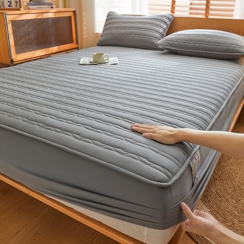Matratzenschoner Topper Grau Weiche Gesteppt Matratzenbezug 130/140/160/170x190 Matratzenauflage bis 30cm Höhe mit Gummizug Topperbezug Waschbar Atmungsaktiv Spannmatratzenauflage (120x180+30cm,Gray E Matratzenschoner Topper Grau Weiche Gesteppt Matratzenbezug 130/140/160/170x190 Matratzenauflage bis 30cm Höhe mit Gummizug Topperbezug Waschbar Atmungsaktiv Spannmatratzenauflage (120x180+30cm,Gray E von LGQLYH