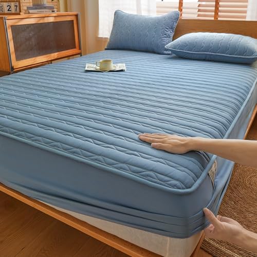 Matratzenschoner Topper Grau Weiche Gesteppt Matratzenbezug 130/140/160/170x190 Matratzenauflage bis 30cm Höhe mit Gummizug Topperbezug Waschbar Atmungsaktiv Spannmatratzenauflage (200x210+30cm,Blue D Matratzenschoner Topper Grau Weiche Gesteppt Matratzenbezug 130/140/160/170x190 Matratzenauflage bis 30cm Höhe mit Gummizug Topperbezug Waschbar Atmungsaktiv Spannmatratzenauflage (200x210+30cm,Blue D von LGQLYH