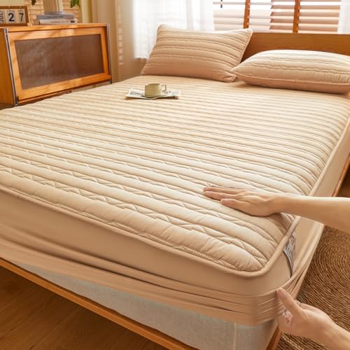 Matratzenschoner Topper Grau Weiche Gesteppt Matratzenbezug 130/140/160/170x190 Matratzenauflage bis 30cm Höhe mit Gummizug Topperbezug Waschbar Atmungsaktiv Spannmatratzenauflage (80x190+30cm,Camel D Matratzenschoner Topper Grau Weiche Gesteppt Matratzenbezug 130/140/160/170x190 Matratzenauflage bis 30cm Höhe mit Gummizug Topperbezug Waschbar Atmungsaktiv Spannmatratzenauflage (80x190+30cm,Camel D von LGQLYH