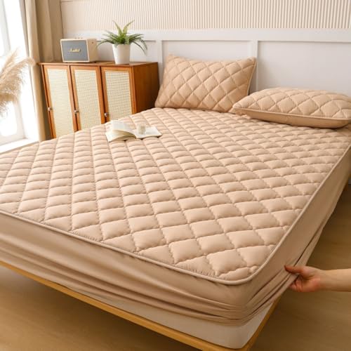 Matratzenschoner Topper Grau Weiche Gesteppt Matratzenbezug 130/140/160/170x190 Matratzenauflage bis 30cm Höhe mit Gummizug Topperbezug Waschbar Atmungsaktiv Spannmatratzenauflage (180x200+30cm,Camel Matratzenschoner Topper Grau Weiche Gesteppt Matratzenbezug 130/140/160/170x190 Matratzenauflage bis 30cm Höhe mit Gummizug Topperbezug Waschbar Atmungsaktiv Spannmatratzenauflage (180x200+30cm,Camel von LGQLYH