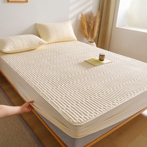 Matratzenschoner Topper Grau Weiche Gesteppt Matratzenbezug 130/140/160/170x190 Matratzenauflage bis 30cm Höhe mit Gummizug Topperbezug Waschbar Atmungsaktiv Spannmatratzenauflage (120x190+30cm,Beige Matratzenschoner Topper Grau Weiche Gesteppt Matratzenbezug 130/140/160/170x190 Matratzenauflage bis 30cm Höhe mit Gummizug Topperbezug Waschbar Atmungsaktiv Spannmatratzenauflage (120x190+30cm,Beige von LGQLYH