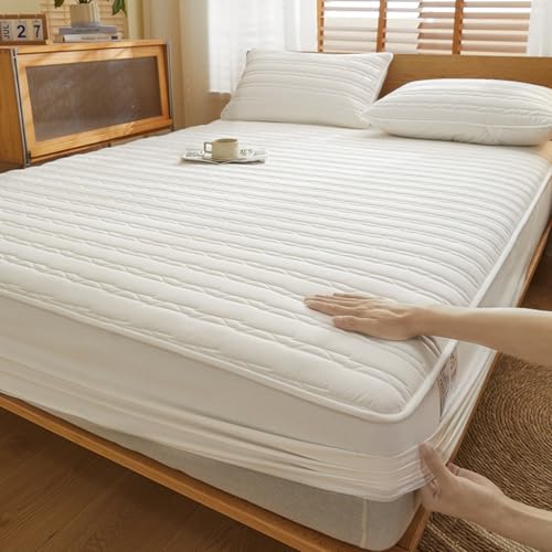 Matratzenschoner Topper Grau Weiche Gesteppt Matratzenbezug 130/140/160/170x190 Matratzenauflage bis 30cm Höhe mit Gummizug Topperbezug Waschbar Atmungsaktiv Spannmatratzenauflage (100x200+30cm,White Matratzenschoner Topper Grau Weiche Gesteppt Matratzenbezug 130/140/160/170x190 Matratzenauflage bis 30cm Höhe mit Gummizug Topperbezug Waschbar Atmungsaktiv Spannmatratzenauflage (100x200+30cm,White von LGQLYH