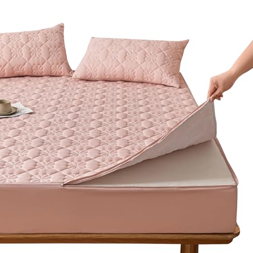 Matratzenschoner mit Reißverschluss 130/140/160X190 Anpassbare Matratzenbezug Encasing Abnehmbar Matratzenüberzug Topper Gesteppt Matratzenauflage Waschbarer Bettlaken Spannbetttuch(70X140+5cm,P) von LGQLYH