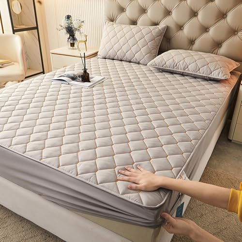 Matratzentopper Gesteppt 140/160/170/190 Anpassbare Matratzenschoner Topper Spannbetttuch Atmungsaktive Matratzenüberzug Waschbarer Stickerei Bettlaken für 30 cm Bett Boxspringbett (150x190+30cm,Gray) Matratzentopper Gesteppt 140/160/170/190 Anpassbare Matratzenschoner Topper Spannbetttuch Atmungsaktive Matratzenüberzug Waschbarer Stickerei Bettlaken für 30 cm Bett Boxspringbett (150x190+30cm,Gray) von LGQLYH