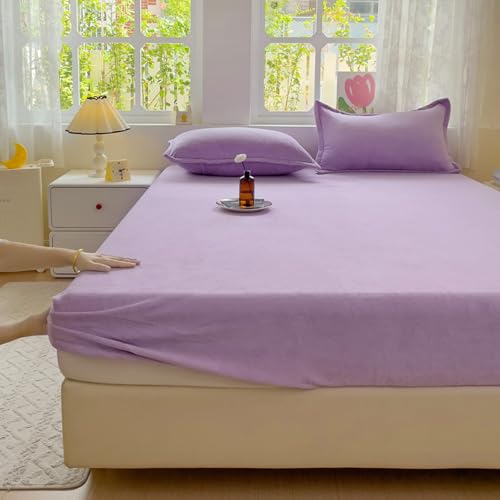 Spannbettlaken/Spannbetttuch 90/100/120/130/140/150/160/170/190 Matratzenschone Bettlaken 30cm Extra Tiefe Taschenlaken Atmungsaktiv Waschbar Milchsamt Spannleintuch Spannbetttücher (120x190cm,P) von LGQLYH