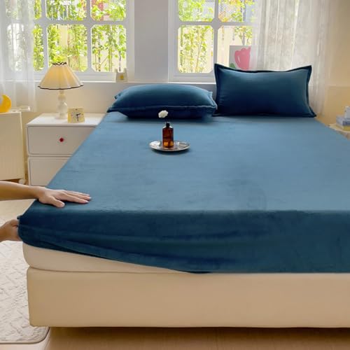 Spannbettlaken/Spannbetttuch 90/100/120/130/140/150/160/170/190 Matratzenschone Bettlaken 30cm Extra Tiefe Taschenlaken Atmungsaktiv Waschbar Milchsamt Spannleintuch Spannbetttücher (130x190cm,Ba) von LGQLYH