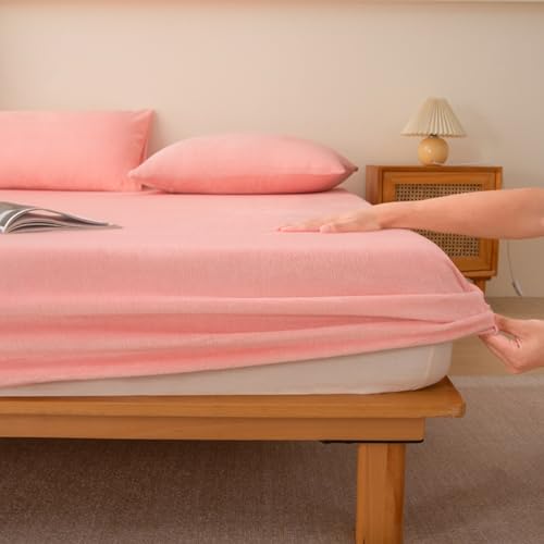 Spannbettlaken/Spannbetttuch 90/100/120/130/140/150/160/170/190 Matratzenschone Bettlaken 30cm Extra Tiefe Taschenlaken Atmungsaktiv Waschbar Milchsamt Spannleintuch Spannbetttücher (130x190cm,Pi) von LGQLYH